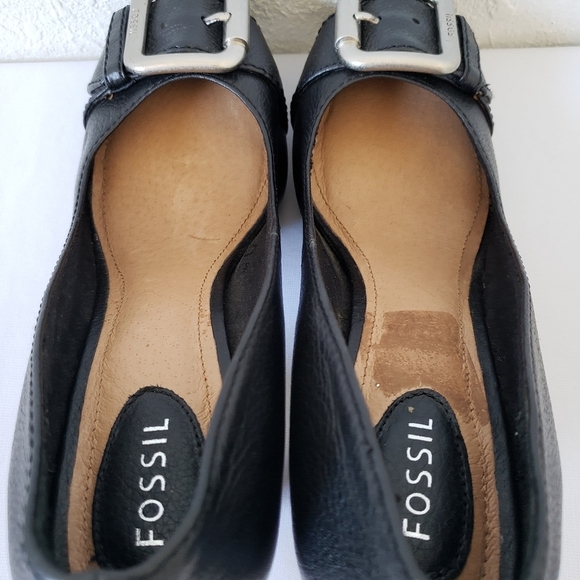 FOSSIL MADDOX Leather Buckle PUMPS Block Heels - Picture 6 of 13